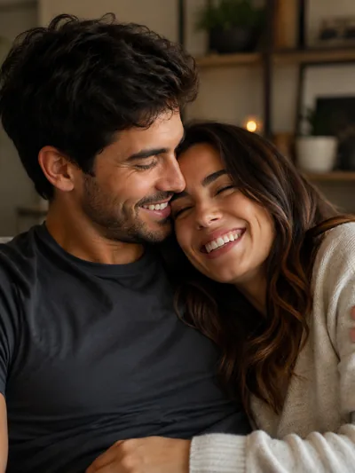 Depois: casal feliz e conectado